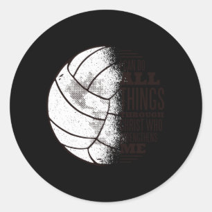 Volleyball christ classic round sticker