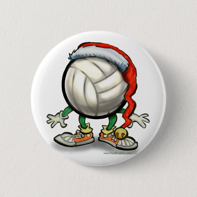 Volleyball Christmas 6 Cm Round Badge (Front)