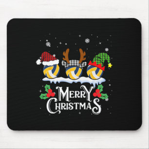 Volleyball Christmas Buffalo Plaid Pajama Xmas Mouse Pad