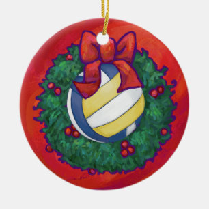 Volleyball Christmas Ceramic Ornament