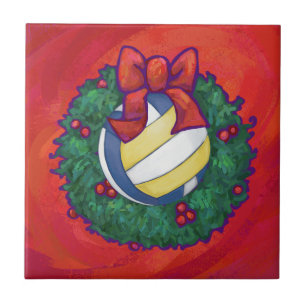 Volleyball Christmas Ceramic Tile