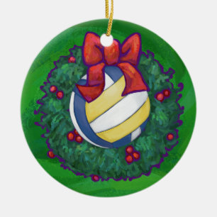Volleyball Christmas Ceramic Tree Decoration