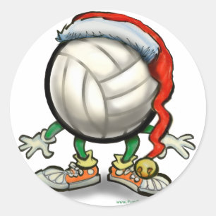 Volleyball Christmas Classic Round Sticker