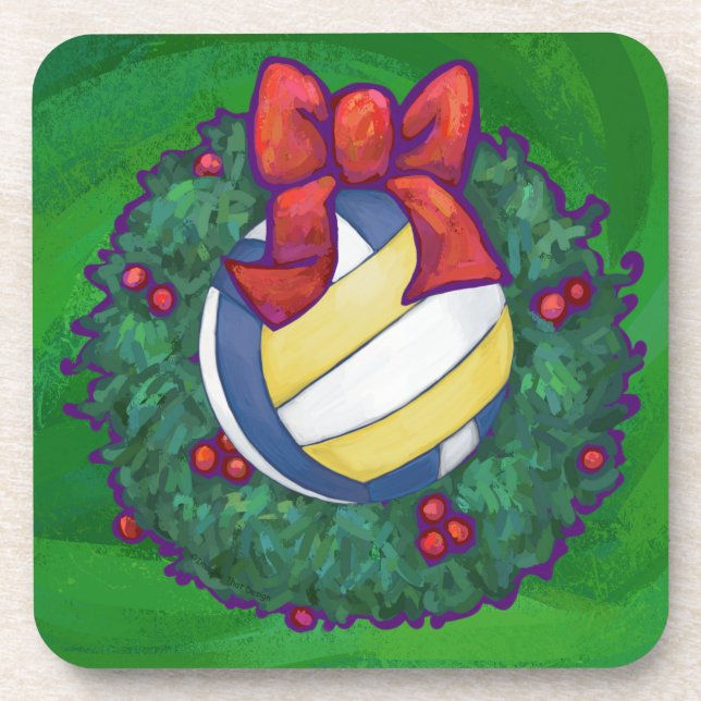 Volleyball Christmas Coaster (Front)