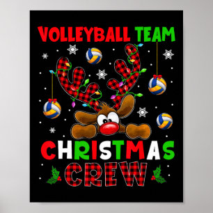 Volleyball Christmas Crew Xmas Reindeer Red Colour Poster
