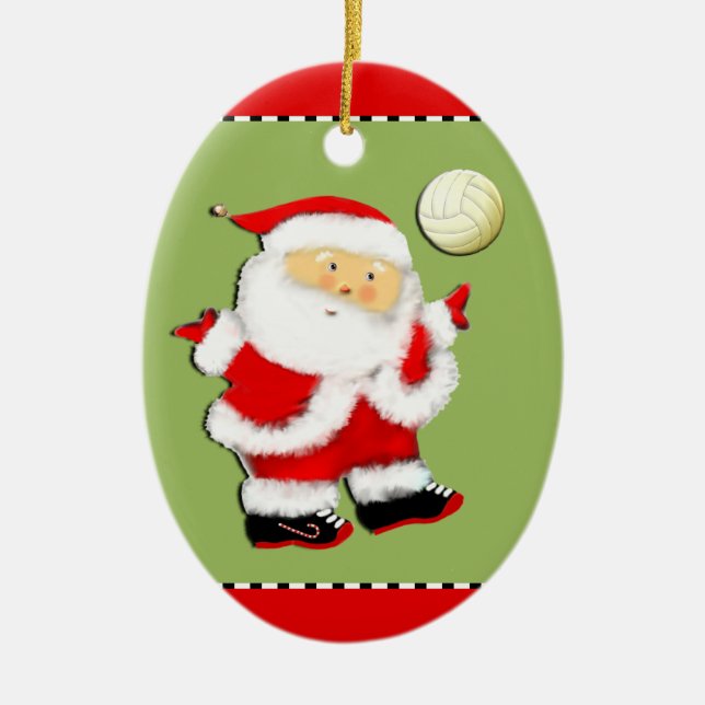 Volleyball Christmas Holiday Ceramic Ornament (Front)