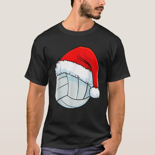 Volleyball Christmas Santa Hat Ball Men Women Kids T-Shirt (Front)