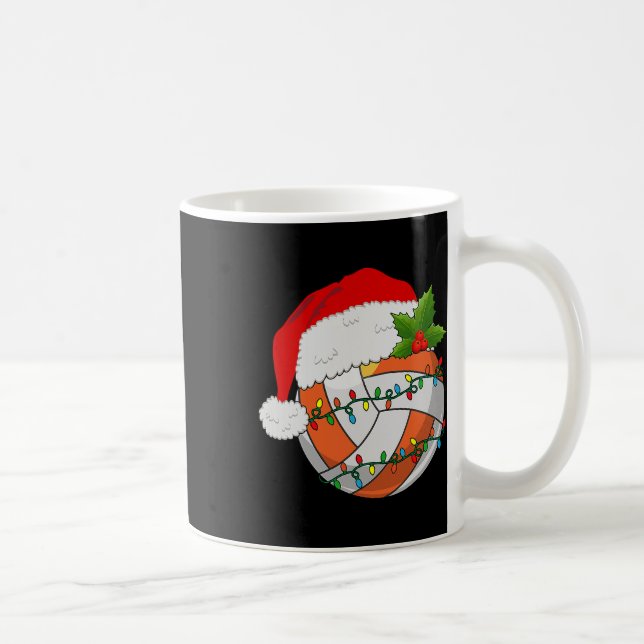 Volleyball Christmas Santa Hat Women Men Tennis Lo Coffee Mug (Right)