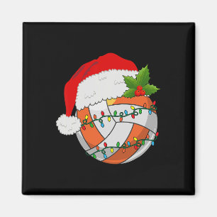 Volleyball Christmas Santa Hat Women Men Tennis Lo Magnet