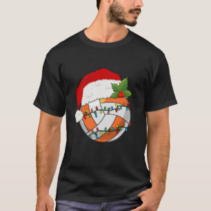 Volleyball Christmas Santa Hat Women Men Tennis Lo T-Shirt