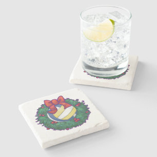 Volleyball Christmas Stone Coaster
