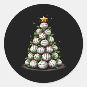 Volleyball Christmas Tree Holiday  Classic Round Sticker