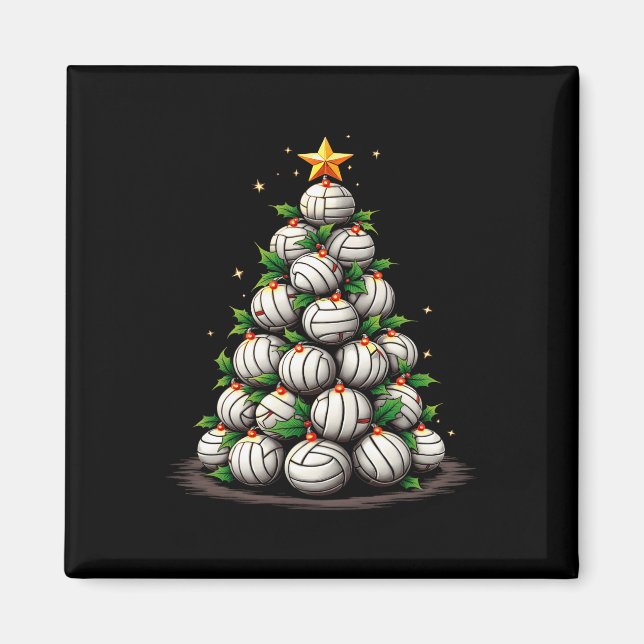 Volleyball Christmas Tree Holiday  Magnet (Front)