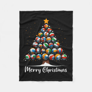 Volleyball Christmas Tree Lights Cute Volleyball P Fleece Blanket