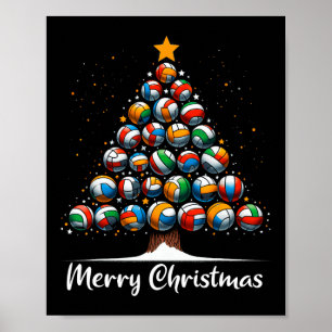 Volleyball Christmas Tree Lights Cute Volleyball P Poster