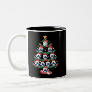 Volleyball Christmas Tree Lights Sports Player Two-Tone Coffee Mug