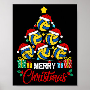 Volleyball Christmas Tree Lights Volleyball Player Poster