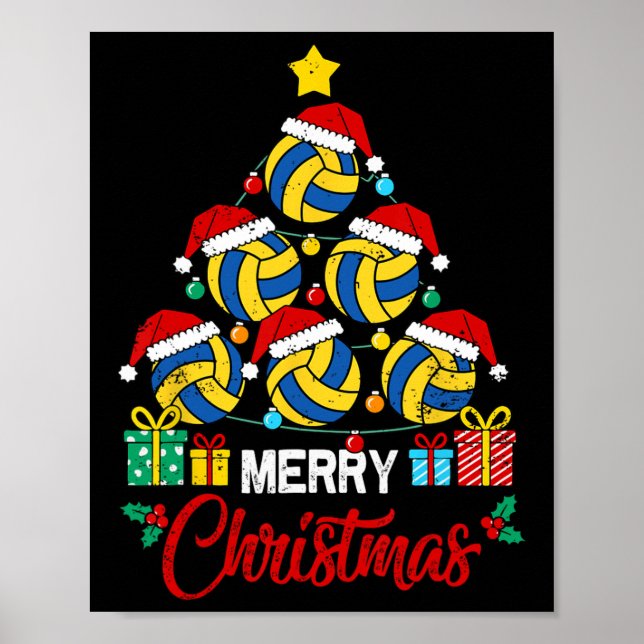 Volleyball Christmas Tree Lights Volleyball Player Poster (Front)