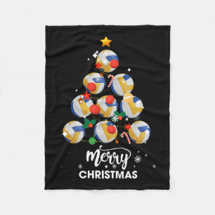 Volleyball Christmas Tree Xmas Gift For Volleyball Fleece Blanket