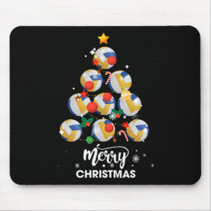 Volleyball Christmas Tree Xmas Gift For Volleyball Mouse Pad