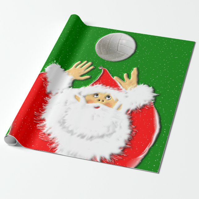 Volleyball Christmas Wrapping Paper (Unrolled)