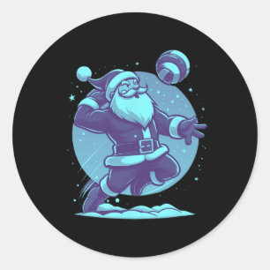Volleyball Christmas Xmas Christmas Santa Volleyba Classic Round Sticker