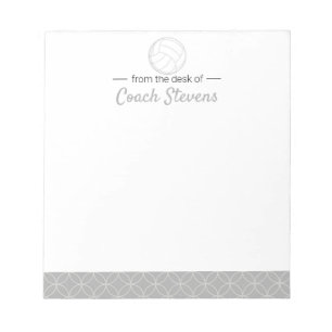 Volleyball Coach Black Grey Mens Stationery Notepad