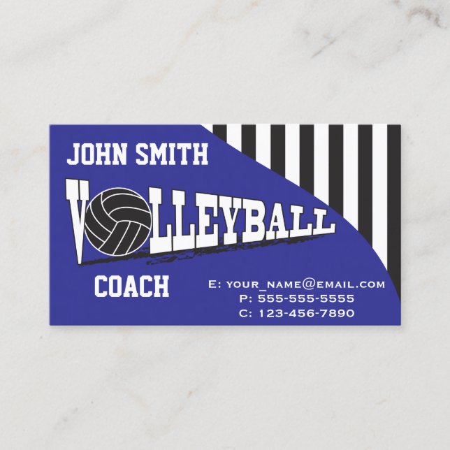 Volleyball Coach - Blue Business Card (Front)