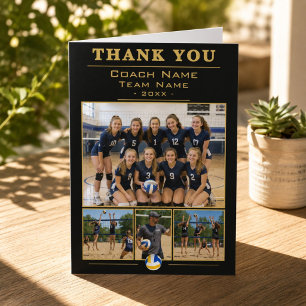 Volleyball Coach Collage Team 4 Photo Thank You Card
