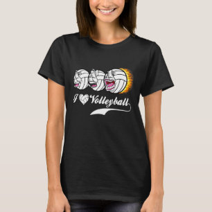 Volleyball Coach Dad Mum Faces I Heart Volleyball T-Shirt
