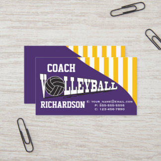 Volleyball Coach - Dark Purple And Yellow Business Card
