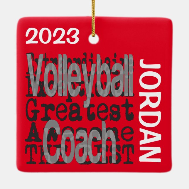 Volleyball Coach Extraordinaire CUSTOM Ceramic Ornament (Back)