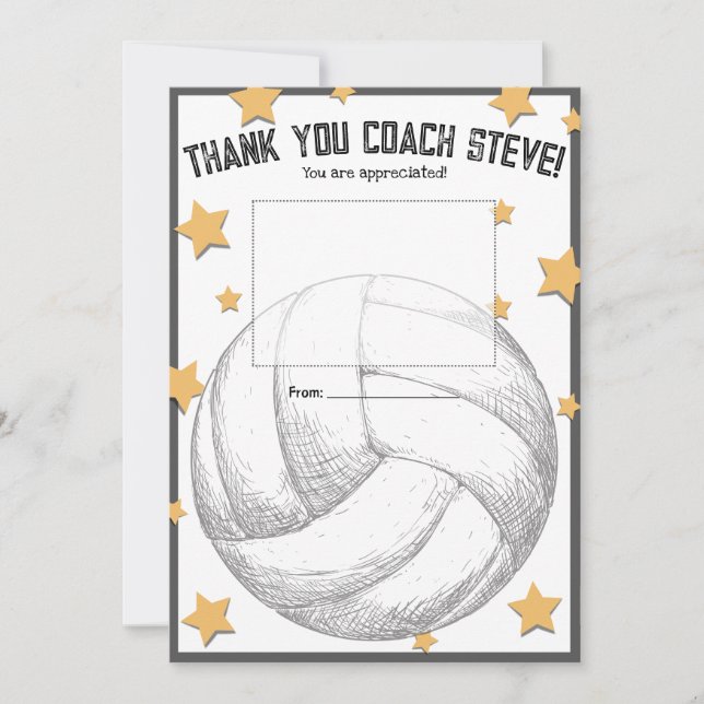 Volleyball coach gift card holder thank you (Front)