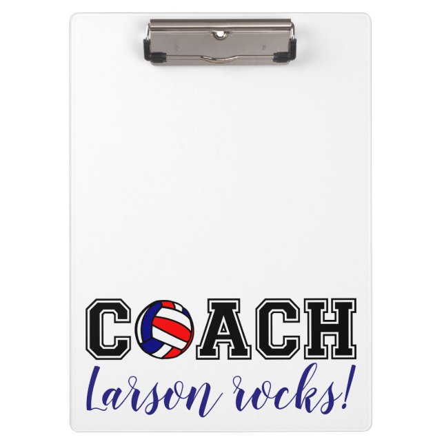 Volleyball coach sports team thank you gift clipboard (Front)
