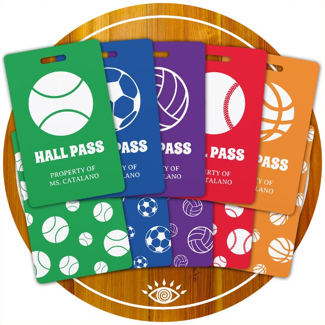 volleyball coach Teacher Hall Pass school colours ID Badge (Creator Uploaded)