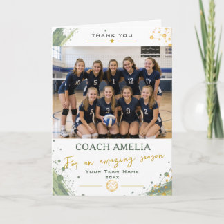 Volleyball Coach Team Photo Thank You Card