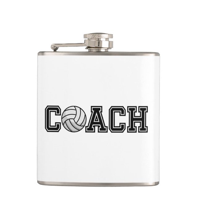 Volleyball Coach Vinyl Wrapped Flask (Front)