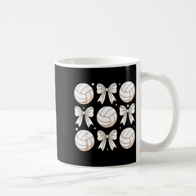 Volleyball Coquette Bow Volleyball Mama Sister  Coffee Mug (Right)