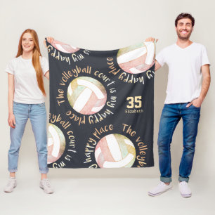 volleyball court happy place pale pastel charcoal  fleece blanket
