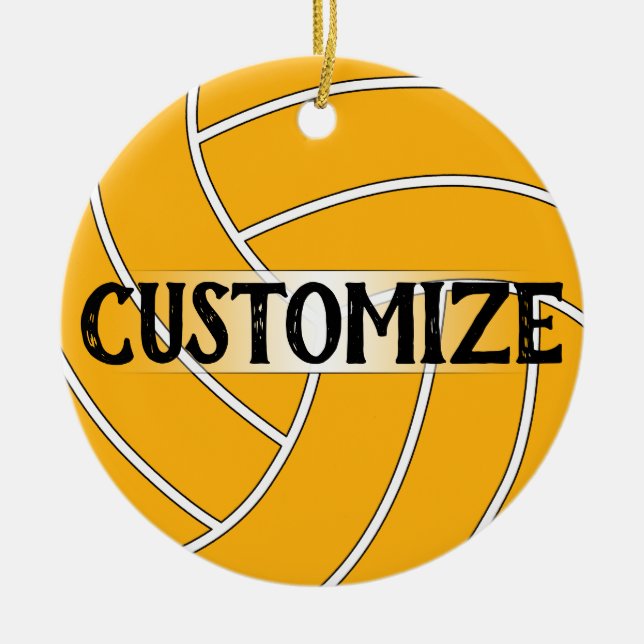 Volleyball Custom Colours & Text Christmas Ornamen Ceramic Ornament (Front)