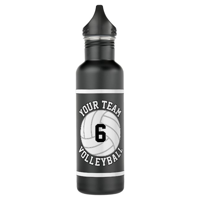 Volleyball Custom Team Name & Player Number Black 710 Ml Water Bottle (Left)