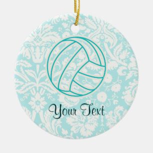 Volleyball; Cute Teal Ceramic Ornament