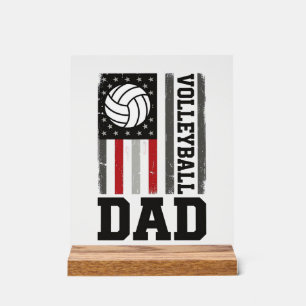 Volleyball Dad American Flag Vintage Engraving Des Acrylic Sign