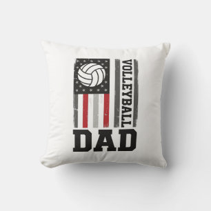 Volleyball Dad American Flag Vintage Engraving Des Cushion