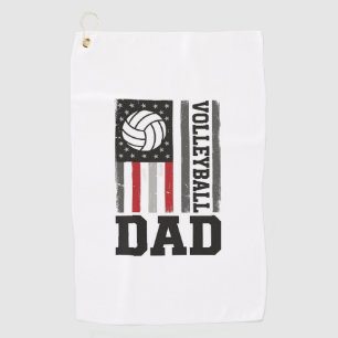 Volleyball Dad American Flag Vintage Engraving Des Golf Towel
