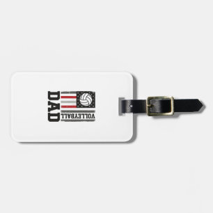 Volleyball Dad American Flag Vintage Engraving Des Luggage Tag