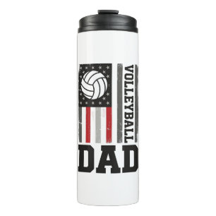 Volleyball Dad American Flag Vintage Engraving Des Thermal Tumbler
