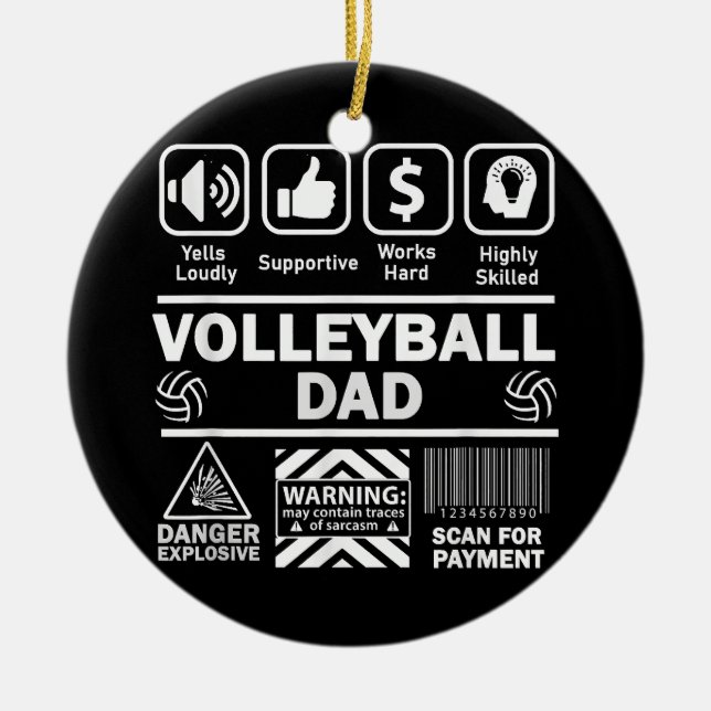 Volleyball Dad Funny Contents of Sports Father Ceramic Ornament (Front)