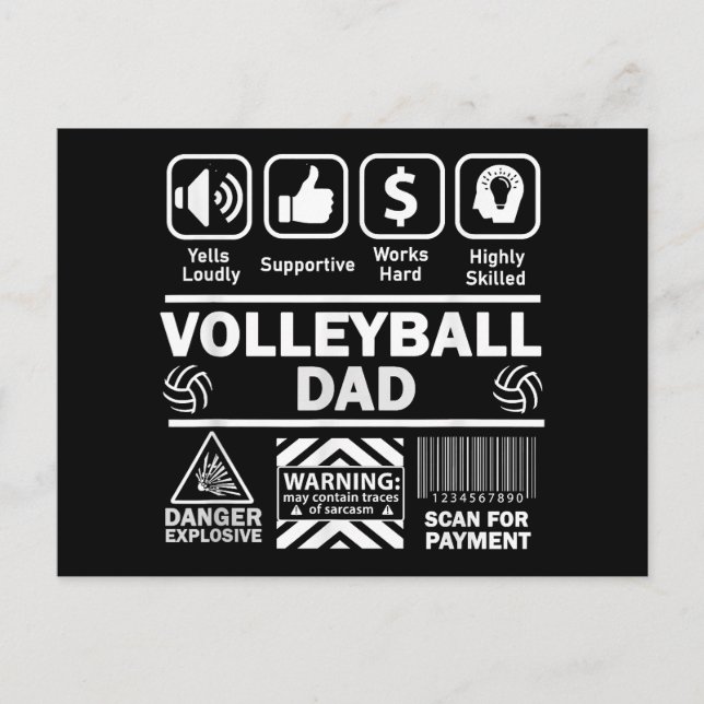 Volleyball Dad Funny Contents of Sports Father Holiday Postcard (Front)