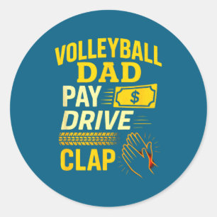 Volleyball Dad - Funny Proud Father Player  Classic Round Sticker